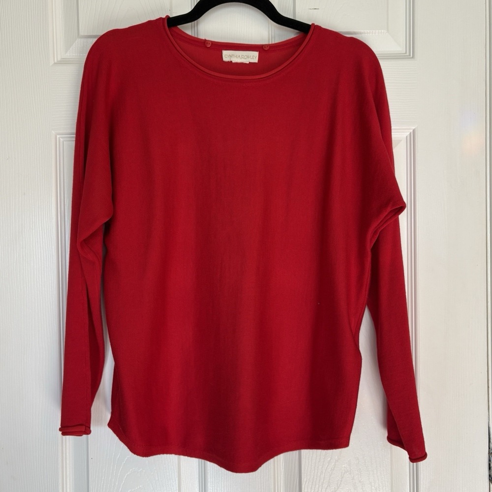 Cynthia Rowley Women M Knit Sweater & Scarf  Top Red Heart Valentine Love - Picture 4 of 8